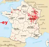 Terminaisons en -ey. Dans le Sud-Ouest, elles ne sont pas issues de -acum