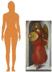 Silhouette d'une femme à hauteur de celle du tableau.