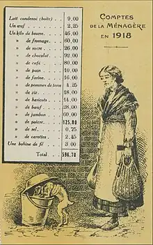 Comptes de la ménagère en 1918