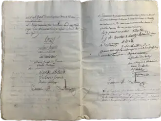 Contrat de mariage de Louis des Escotais signé par Louis XV et la famille royale