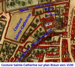 Couture Ste-Catherine sur plan Braun de  1530