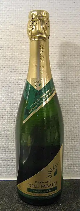 Bouteille de Crémant Poll-Fabaire, un vin effervescent du Grand Duché du Luxembourg