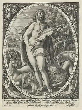 Crispin de Passe l'Ancien, Orpheus, estampe tirée d'une série de 4. Rijksmuseum.