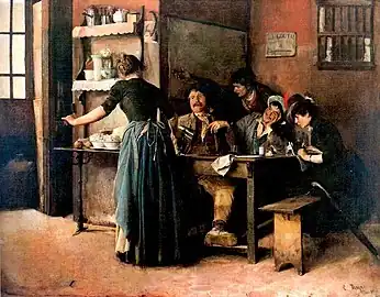 Cristóbal Rojas  (Venezuela) La taberna (« La taverne », 1887, Galería de Arte Nacional (es)).
