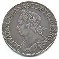 Une demi-couronne d'Oliver Cromwell datée de 1658