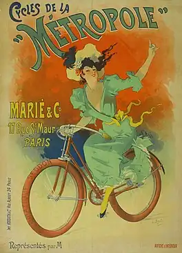 Cycles de la Métropole, 17 rue Saint-Maur, Paris (1897). Affiche de Lucien Baylac.
