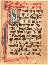 Page du Codex tchèque (hu) utilisant le o barre souscrite.