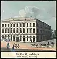 Palais Cziráky (lithographie de Carl Vasquez-Pinas von Löwenthal (de), 1837)