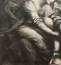 Dessin représentant un drapé sur des jambes.