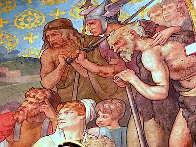 Détail de la fresque de Saint-Denis l’Aréopagite dans l’Église Saint-Denis de Rillieux-la-Pape.