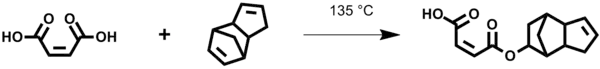 Réaction entre l'acide maléique et le dicyclopentadiène