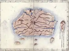 Kim Jeong-ho "Daedongyeojido" (1861) :Ulleungdo (鬱陵島) et Usando (于山).