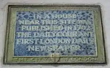 Plaque commémorative à Londres.