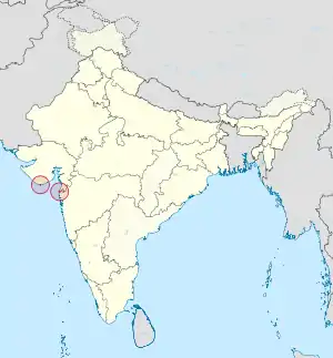 Carte de localisation de Daman et Diu en Inde.