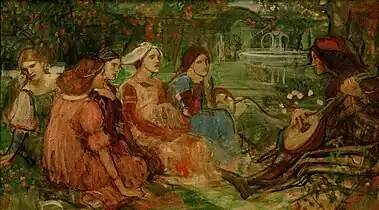 John William Waterhouse, Étude pour le Décaméron, v.1916, collection privée .