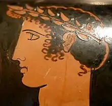 Attribué au peintre des Niobides. Départ du guerrier. Détail d'un cratère à volutes. Vers 460/450. Louvre, Inv. n° G 343