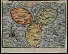 Jérusalem au centre de la carte du théologien allemand H. Bünting, 1581