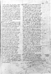 Texte calligraphié sur deux colonnes.