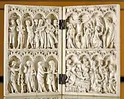 Scènes de la vie du Christ. Diptyque en ivoire. Paris, XIVe siècle.