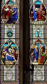 Vitrail de la vie de la Vierge.