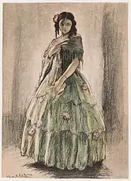 Emma, Charles Bovary et Monsieur Homais,  illustrations d'Edgar Chahine pour une réédition du roman en 1935.