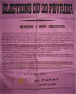 Edouard Parsy élu aux élections législatives de 1876.