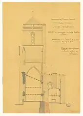 Élévation de la façade du clocher de la cathédrale de La Rochelle (1888).