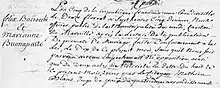 Acte de mariage de Élisa Bonaparte