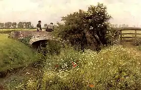 Exemple de grand fossé de drainage de la plaine flamande, tels qu'ils existaient au XIXe siècle.