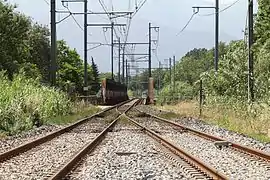 Enchevêtrement du viaduc du Tech, vu en direction de Perpignan (juin 2013).
