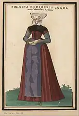 Dessin d'un costume allemand du XVIe siècle.
