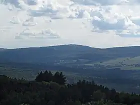 Vue de l'Erbeskopf depuis le :Burg Wildenburg (de) au nord-est.