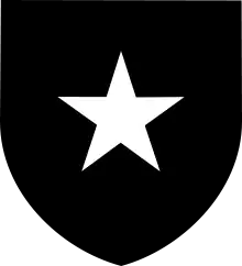 "Armoiries du royaume d'Arnor : Étoile d'argent à cinq branches sur champ de sable"