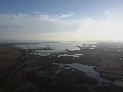 Vue aérienne de l'étang.