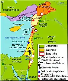 Les États latins d'Orient au XIIe siècle.