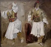 Fustanelles souliotes, par Eugène Delacroix.