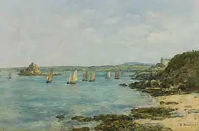 Rivage de Douarnenez, Bateaux de pêche dans la baieEugène Boudin, 1897