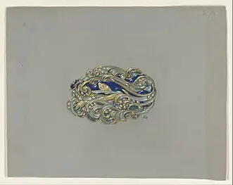 Dessin pour une broche émaillée (1900).