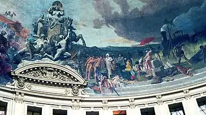 Évariste-Vital Luminais, L'Amérique, détail de la fresque de la coupole.