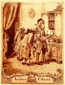 Ex-libris de Frédéric Raisin, bibliophile genevois.