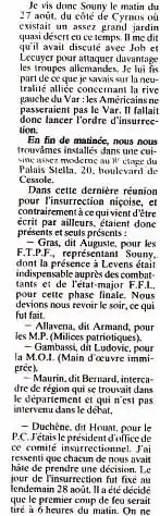 Composition des membres présents  à la dernière réunion  du comité insurrectionnel