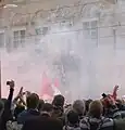 Rassemblement des supporters de Feyenoord devant l'hôtel de ville (saison sportive 2007-2008).