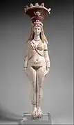 Statuette d'Isis-Aphrodite, Terre cuite peinte sur engobe blanche, H. 49,5 cm. IIe siècle EC. Met