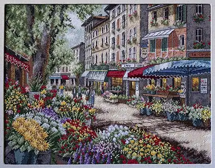 Un marché aux fleurs en point(s) de croix.