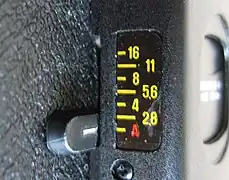 Réglage du diaphragme. (ici en mode automatique)