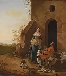 Conversation devant une auberge