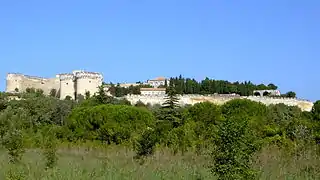 Le fort Saint-André vue depuis la plaine de l'abbaye.