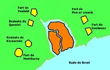 La ceinture de forts entourant Brest côté terre