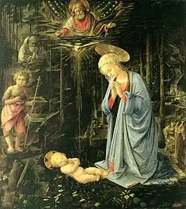 Adoration dans la forêt, 1459,Berlin, Gemäldegalerie.