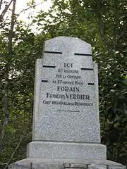 Stèle à la mémoire de François Verdier dans la forêt de Bouconne